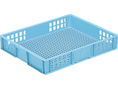 外寸(mm)：W550×D435×H90内寸(mm)：W513×D406×H81有効内寸(mm)：W510×D403×H73容量：16.8リットルカラー：ブルー・グレー・イエロー底面形状：OA(格)材質：PP圧縮荷重：27.0kN(2750kgf)オプション：カ差し:両長辺中央、両短辺右45型嵌合商品：サンテナーB#7FC、SNコンテナーC#19FC、C#24FC、C#29FC、C#29FC-H、C#29FC-K使用例：-その他：ラベル剥離用リブ有三甲・サンコー・SANKO