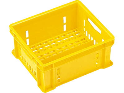 外寸(mm)：W346×D304×H159内寸(mm)：W316×D274×H145有効内寸(mm)：W311×D269×H135容量：12.3リットルカラー：イエロー底面形状：OA(格)材質：PP圧縮荷重：13.03kN(1330kgf)オプション：-嵌合商品：ミルククレートS-20、S-20A、S-20-2使用例：300ml紙パック×20本用その他：-三甲・サンコー・SANKO