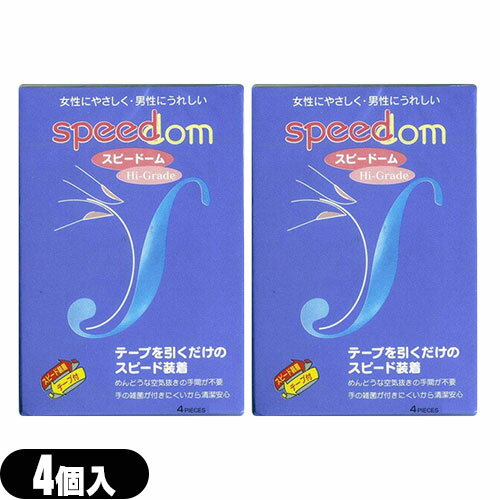 ◆『メール便(日本郵便) ポスト投函 送料無料』『スピード装着テープ式』『男性向け避妊用コンドーム』ジャパンメディカル スピードーム500(Speedom)(4個入り) x2個セット(計8個) - めんどうな空気抜きの手間が不要 ※完全包装でお届け致します。【smtb-s】