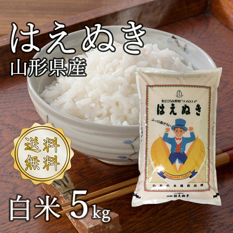 【新米令和2年産】山形県河北町産 はえぬき 白米 5kg【送料無料】(沖縄、離島は別途2000円加算)