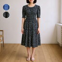 花柄 シャーリングワンピース ロング丈 パフスリーブ ティアード フレア ウエストゴム 春夏 大人可愛い レディース
