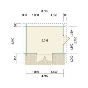 【BIGBOX】ミニログハウスキット　ドレミ　ログ厚75mm（6帖）