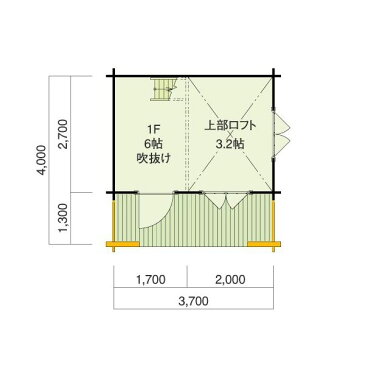 【BIGBOX】ミニログハウスキット　シエル　ログ厚75mm（9.2帖）