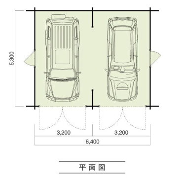 【BIGBOX】ミニログハウスキット　タリーB　ログ厚70mm　木製ガレージタイプ（車2台用）