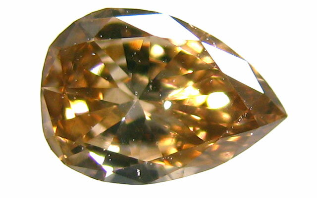 ブラウンダイヤモンド ルース 0.157ct, Fancy Light Brown, SI-1, ペアシェイプ pear ダイヤモンド 【中央宝石研究所ソーティング袋つき】【 送料無料 】