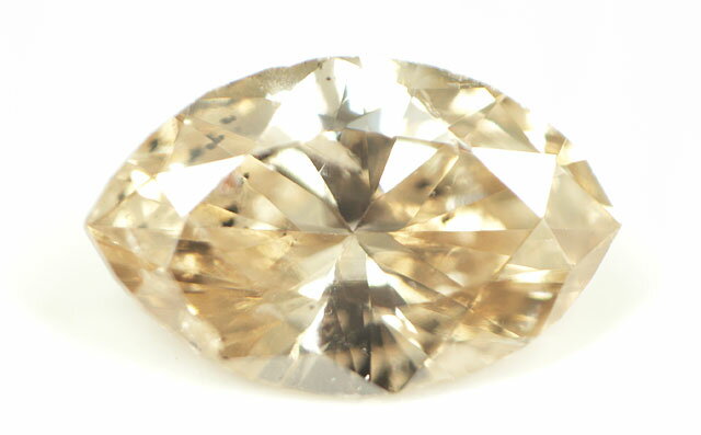 天然ブラウンダイヤモンド ルース(裸石) 0.164ct, Fancy Light Brown ( ファンシー・ライト・ブラウン ), I-1, マーキースカット 【 中央宝石研究所ソーティング袋付 】 【 送料無料 】