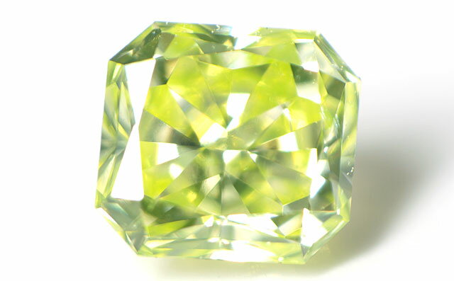 グリーンダイヤモンド ルース 0.147ct, Fancy Yellow Green, SI-1, ラディアント radiant ダイヤモンド, 中央宝石研究所 【送料無料】