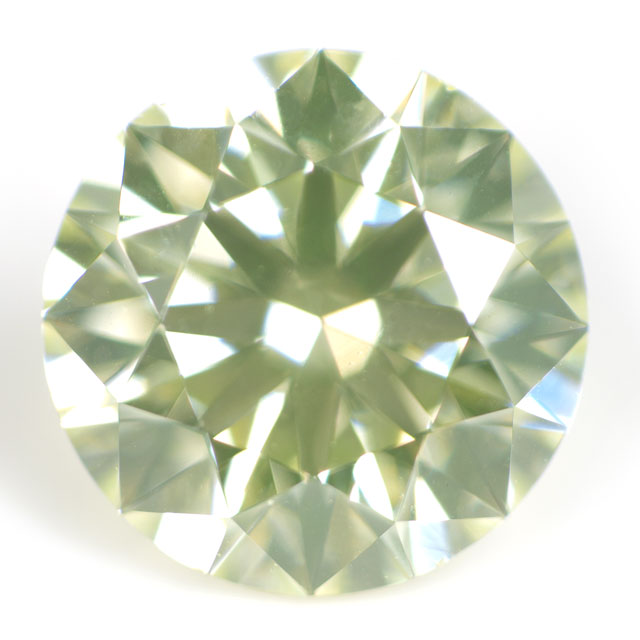 天然グリーンダイヤモンド ルース(裸石) 0.253ct, Fancy Light Yellow Green (ファンシー・ライト・イエロー・グリーン), VS-2, ハート&キューピッド (ラウンド・ブリリアント・カット) 中央宝石研究所【 送料無料 】ハートと矢を示すダイヤモンド【round020】【round025】