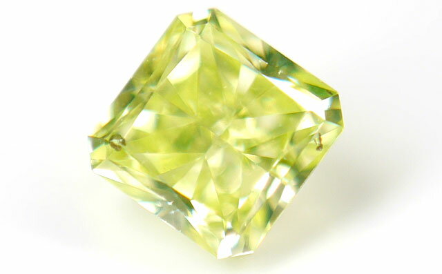 天然グリーンダイヤモンド ルース(裸石) 0.104ct, Fancy Yellow Green, SI-2, ラディアント 【 中央宝石研究所ソーティング袋付 】 【 送料無料 】