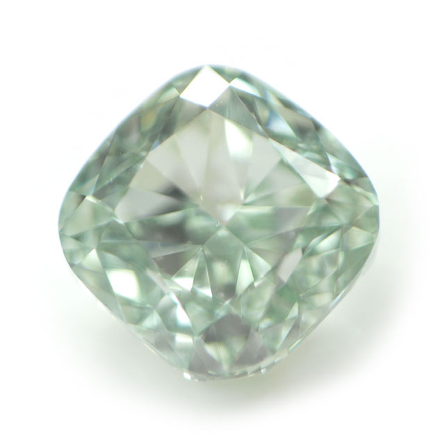 天然グリーンダイヤモンド ルース(裸石) 0.056ct, Fancy Green ( ファンシー・グリーン ), VS-2, クッション 中央宝石研究所ソーティング　送料無料