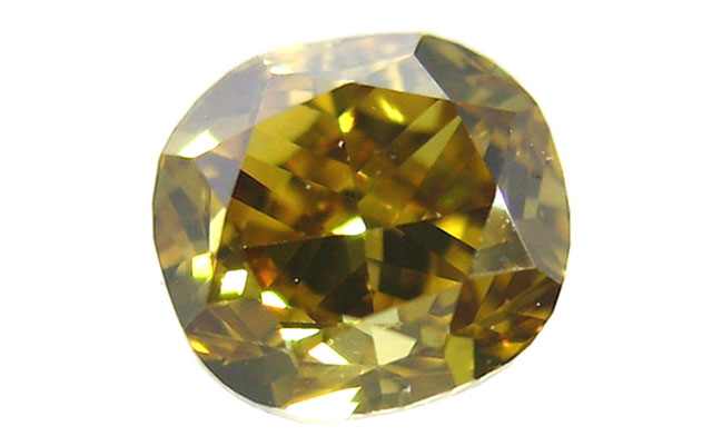 イエローダイヤモンド ルース 0.300ct, Facny Deep Brownish Greenish Yellow, SI-1, クッション cushion ダイヤモンド, AGT 【送料無料】