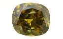 イエローダイヤモンド ルース 0.257ct, Fancy Deep Brownish Greenish Yellow, I-1, クッション・カット cushion ダイヤモンド, 中央宝石研究所　【送料無料】