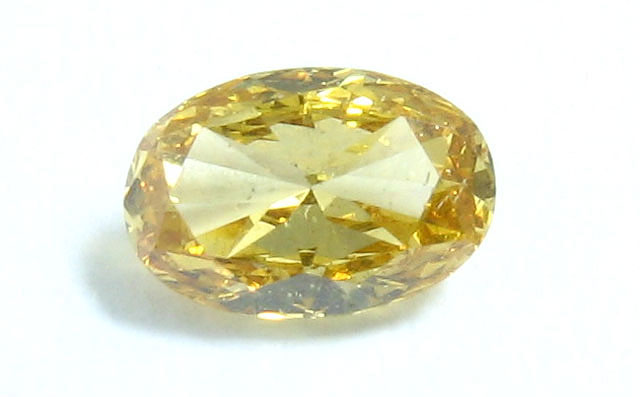 イエローダイヤモンド ルース (裸石) 0.117ct, Fancy Intense Orangy Yellow (ファンシー・インテンス・オレンジー・イエロー ), SI-2, オーバル oval 【中央宝石研究所ソーティング袋つき】【 送料無料 】