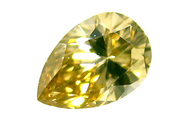 イエローダイヤモンド ルース(裸石) 0.122ct, Fancy Brownish Orangy Yellow ( ファンシー・ブラウニッシュ・オレンジー・イエロー ), VVS2, Pear Shape (ペアシェイプ) 【中央宝石研究所ソーティング袋つき】【 送料無料 】