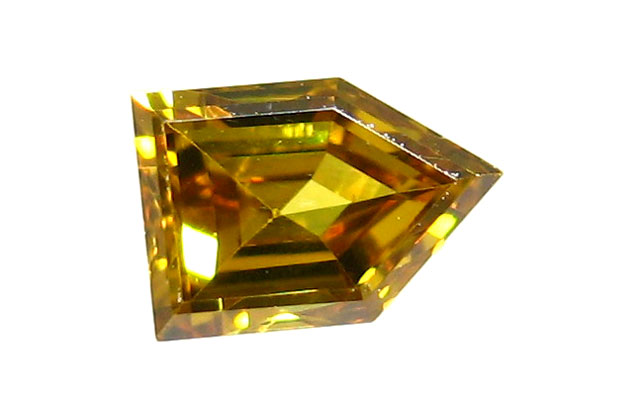 天然イエローダイヤモンド ルース(裸石) 0.200ct, Fancy Deep Brownish Orangy Yellow ( ファンシーディープブラウニッシュオレンジーイエロー ), SI1, ペンタゴナル・ステップ・カット 【 中央宝石研究所ソーティング袋付 】 【 送料無料 】