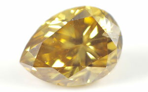 イエローダイヤモンド ルース(裸石) 0.082ct, Fancy Deep Brownish Yellow, SI-2, ペアシェイプ(Pear Shape), 蛍光性オレンジ 【中央宝石研究所ソーティング袋付】【 送料無料 】