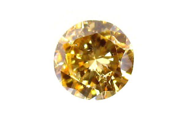 イエローダイア ルース 0.078ct, Fancy Orange Yellow(ファンシー・オレンジ・イエロー), I-1, ラウンドブリリアントカット 【送料無料】