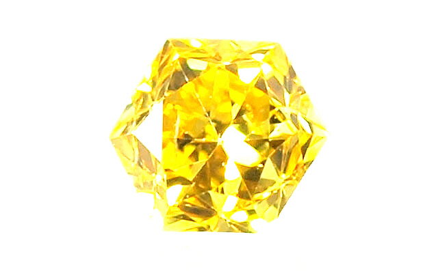 天然イエローダイヤモンド ルース(裸石) 0.135ct, Fancy Vivid Yellow (ファンシー・ビビッド・イエロー), SI2, ヘキサゴナル・ブリリアント・カット 【AGTジェムラボラトリーソーティング袋付】 【 送料無料 】 カナリー・イエロー・ダイアモンドのレベル