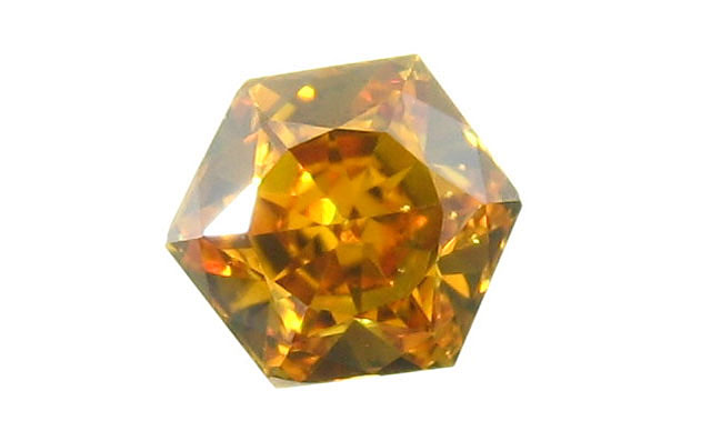 イエローダイヤ ルース 0.138ct, Fancy Deep Orange Yellow(ファンシー・ディープ・オレンジ・イエロー), VS-2, ヘキサゴナル・モディファイド・ブリリアント・カット 【送料無料】