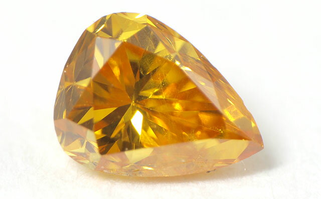 天然イエローダイヤモンド ルース 0.085ct, Fancy Vivid Orange Yellow(ファンシー・ビビッド・オレンジ・イエロー), I-1, ペアシェイプ pear ダイヤモンド 【 送料無料 】 カナリー・イエローダイヤモンドのレベル