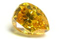 天然イエローダイヤモンド ルース(裸石) 0.113ct, Fancy Vivid Orangy Yellow(ファンシービビッドオレンジーイエロー), SI-2, ペアシェイプ 【中央宝石研究所ソーティング袋付】【 送料無料 】