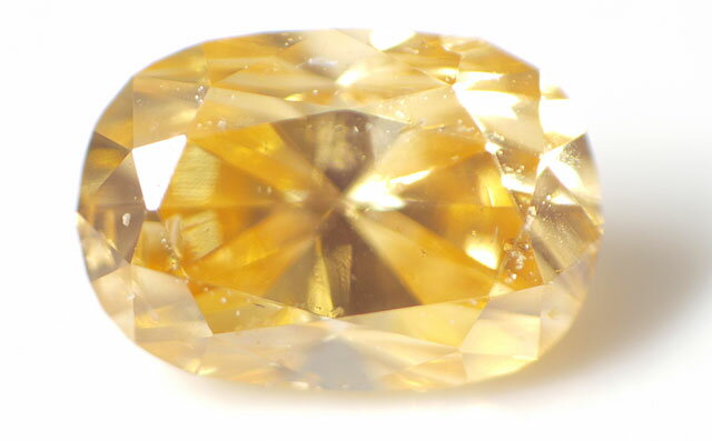 イエローダイヤモンド ルース 0.065ct, Fancy Intense Orange Yellow, SI-2, オーバル・ブリリアント・カット オーバル (oval) ダイヤモンド 【中央宝石研究所ソーティング袋つき】【 送料無料 】