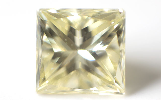 イエローダイヤモンド ルース 0.241ct, Fancy Light Yellow, SI-1, プリンセス princess ダイヤモンド, AGT 【送料無料】