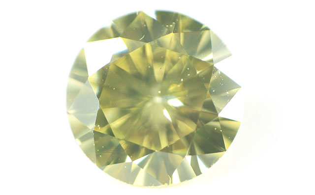 イエローダイヤモンド ルース 0.166ct, Fancy Light Yellow ( ファンシー・ライト・イエロー ), VS2, ラウンド round ダイヤモンド　【中央宝石研究所ソーティング袋付】【 送料無料 】