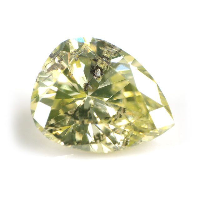 天然イエローダイヤモンド ルース(裸石) 0.133ct, Fancy Light Greenish Yellow(ファンシーライトグリ..