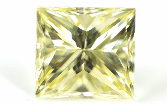 天然イエローダイヤモンド ルース(裸石) 0.385ct, Light Yellow~Fancy Light Yellow (ライト・イエロー〜ファンシー・ライト・イエロー), VVS2, プリンセスカット 【 AGTジェムラボラトリー、中央宝石研究所ソーティング袋付 】 【 送料無料 】