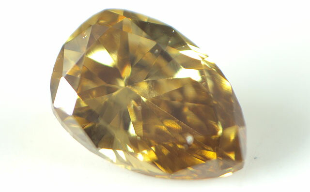 天然イエローダイヤモンド ルース(裸石) 0.068ct, Fancy Deep Brownish Yellow(ファンシー・ディープ・ブラウニッシュ・イエロー), VS-2, ペアシェイプ 【 中央宝石研究所ソーティング袋付 】【 送料無料 】