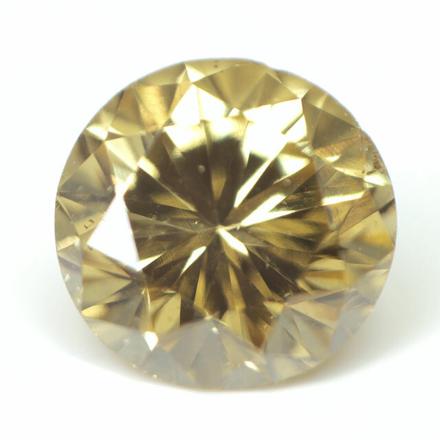 【蛍光性がストロング・オレンジ】天然イエローダイヤモンド ルース(裸石) 0.260ct, Fancy Deep Brownish Yellow, SI-1, ラウンドブリリアントカット, 中央宝石研究所 【送料無料】