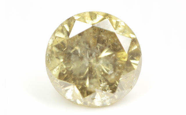 天然イエローダイヤモンド ルース (裸石) Fancy Brownish Greenish Yellow (ファンシー・ブラウニッシュ・グリーニッシュ・イエロー) 0.269ct, I-1中央宝石研究所ソーティング【round020】【round025】