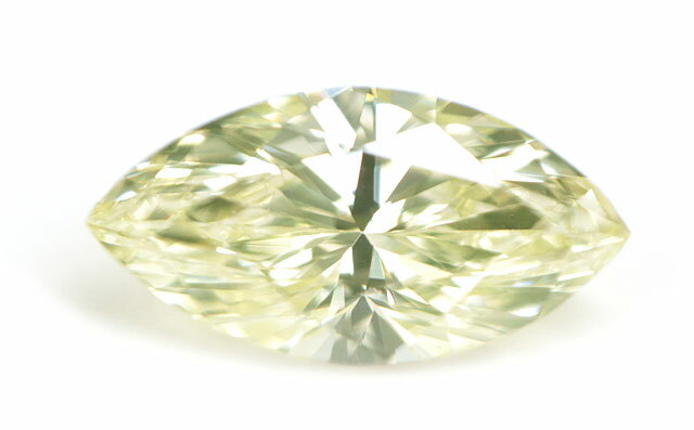 天然イエローダイヤモンド ルース(裸石) 0.122ct, Light Greenish Yellow (ライトグリーニッシュイエロー), VVS-2, マーキース 【蛍光性はグリーン系】 【中央宝石研究所ソーティング袋付】【送料無料】