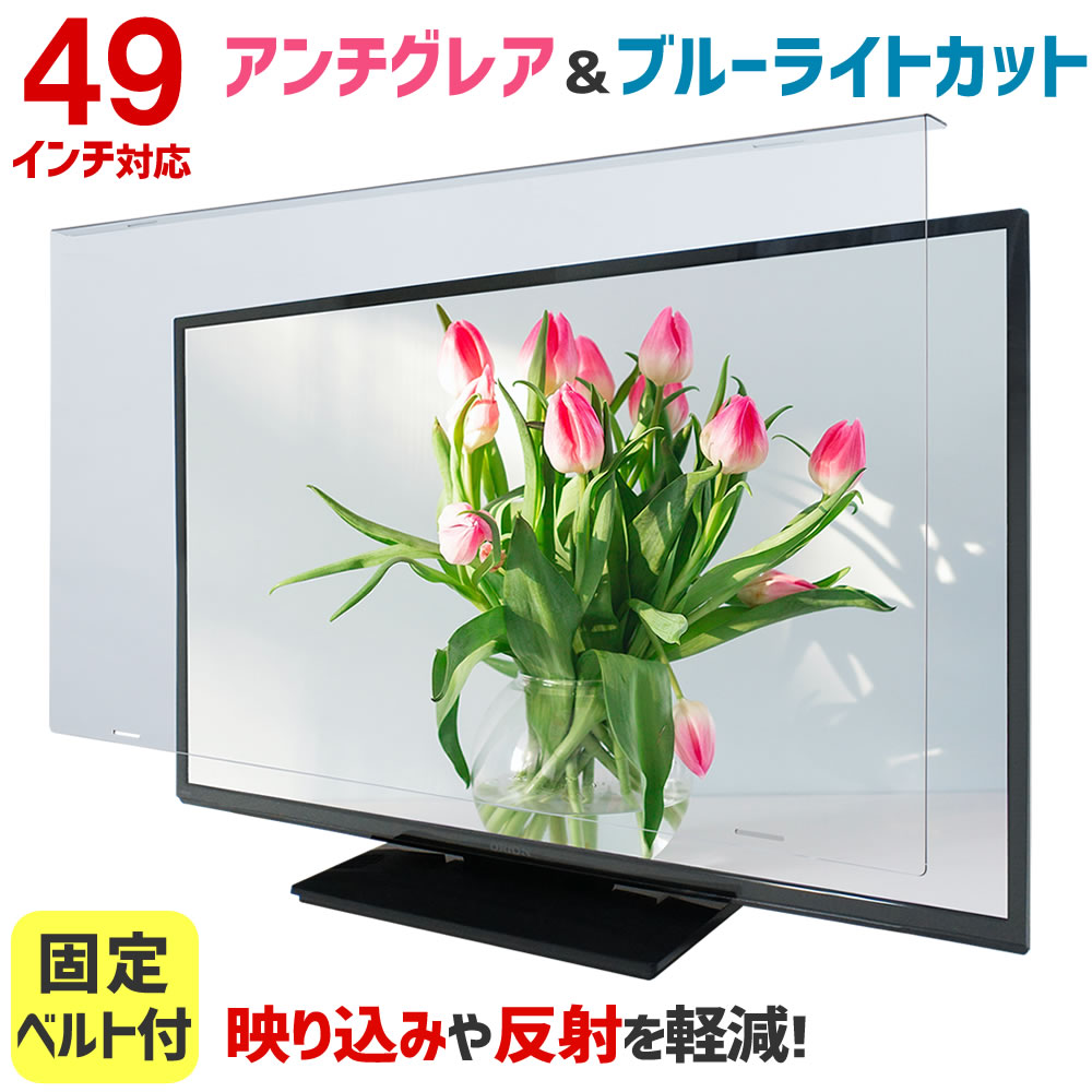 【全品5%OFFクーポン★5/9 20時～5/16 01:59まで】アンチグレア ブルーライトカット 液晶テレビ保護パネル 49インチ 49型 固定ベルト付【3mm厚】【カット率37.8％】【ノングレア 液晶テレビ 保護パネル 液晶保護パネル テレビ 保護 カバー テレビガード】 49AG2