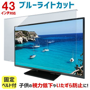 ブルーライトカット 液晶テレビ保護パネル 43インチ 43型 固定ベルト付【2mm厚】【カット率44.73％】【液晶テレビ 保護パネル 保護フィルム 液晶保護パネル テレビ 保護 カバー テレビガード】 43MBL5