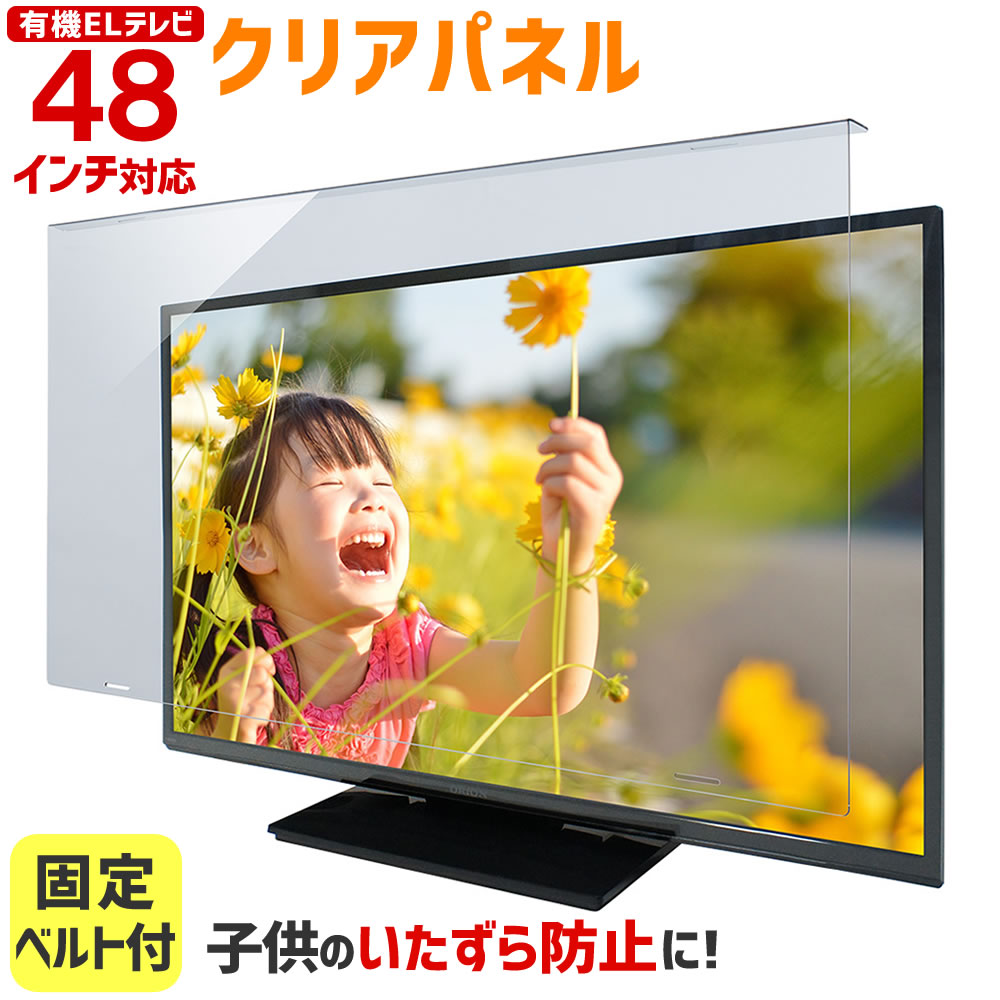 【全品5%OFFクーポン★5/9 20時～5/16 01:59まで】有機ELテレビ保護パネル 48インチ 48型 クリアパネル 固定ベルト付 【3mm厚】【有機ELテレビ 液晶テレビ 保護パネル 保護フィルム 液晶保護パネル テレビ 保護 カバー テレビガード】 TGCL-48-EL