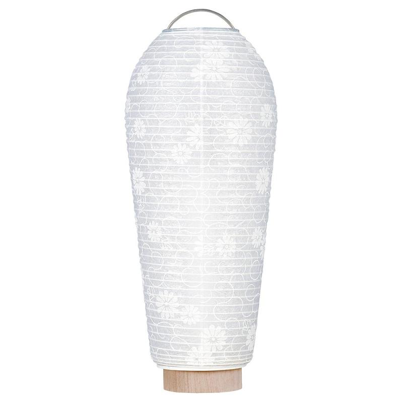 Bon Paper Lanterns - 仏壇屋 滝田商店 ミニ 盆提灯 盆ちょうちん 新盆用小珠(こだま)紋天 「弥生」3901高さ25cm×火袋径10cm 白提灯 コードレス 置き提灯 証明書付