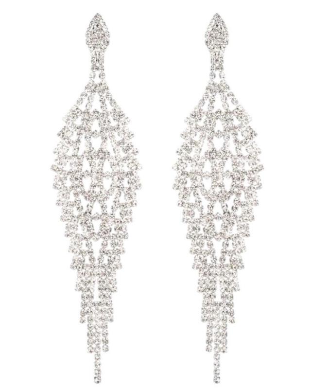 イヤリング 大ぶり コンテスト アクセサリー ビキニ ドレス 揺れる ロングイヤリング キラキラ ラインストーン(3)