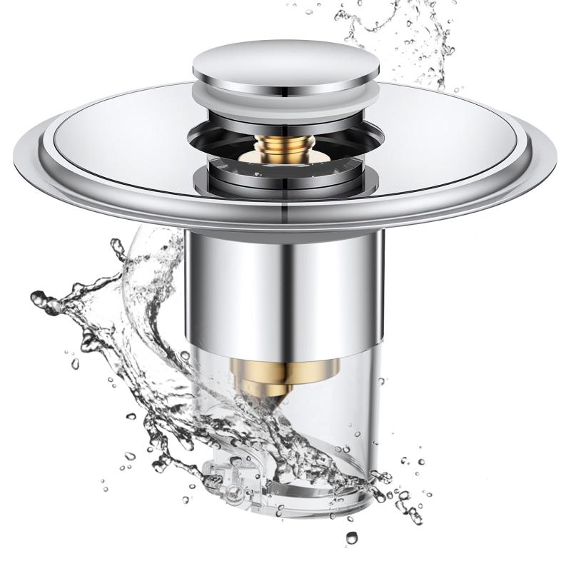 Rakuten - 洗面台 ゴミ受け 洗面台排水口ポップアップ 洗面所 排水栓304ステンレス ゴミ受け プッシュ式 ワンプッシュ開閉 洗面台ヘアキャッチャー 排水口 ゴミ受け フィルター内蔵 26〜48mm対応 防臭