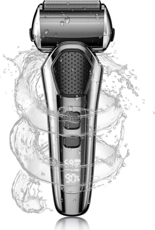 DYKL 電動シェーバー 往復式 3枚刃 電気シェーバー メンズ ひげそり 髭剃り 深剃り IPX7防水 水洗い可能 乾湿両用 低騒音 大型LCD画面 残量表示 Type-C充電式 高耐久 お風呂 持ち運び便利 旅行 出