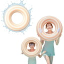 wemitas 浮き輪 大人用 子供用 100cm 120cm 大きい フロート 浮輪 手持ち付き 空気入れ 修正テープ セット