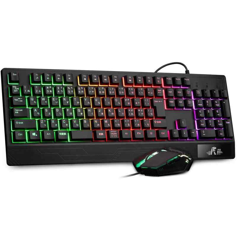Rakuten - Rii ゲーミング キーボード マウス セット USB有線 RGBバックライト
