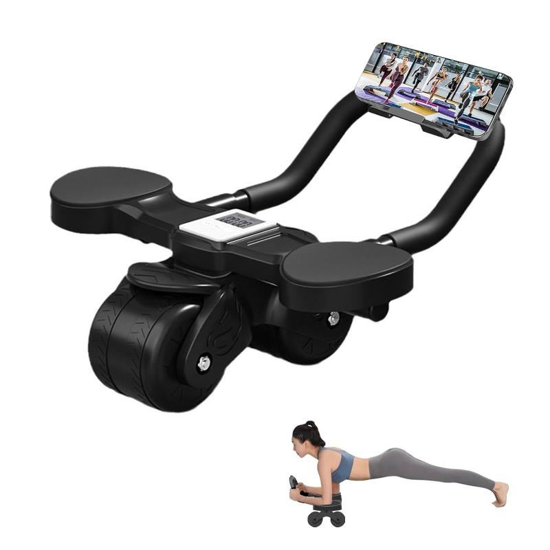 腹筋ローラー アブローラー 筋トレグッズ 自動回弹設計 コンパクト収納 静音設計 ストレッチ エクササイズローラー 組立簡単 マット付き ダイエット器具 男性/女性 初心者/上級者