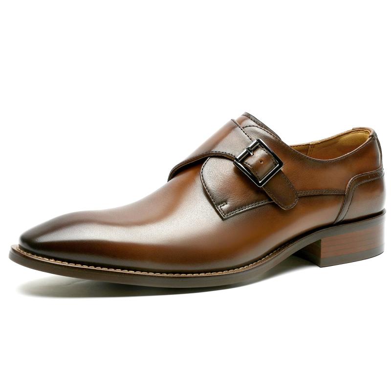 [フォクスセンス] ビジネスシューズ 革靴 メンズ 本革 ドレスシューズ プレーントゥ 紳士靴 モンクストラップ