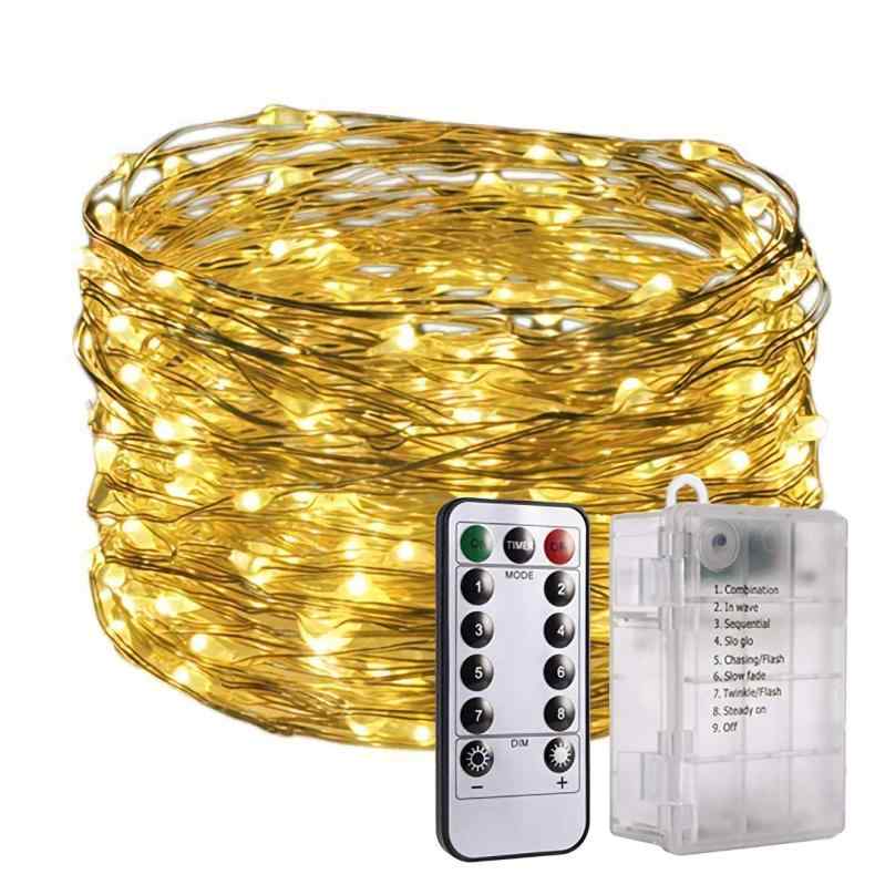 イルミネーションライト LED ライト 防水 10段階 調光 自由自在 装飾 電飾 クリスマス パーティー 結婚式 ガーデンライト 屋外 屋内 PR-5M50LED電池ボックスと銅線部は防水で雨に濡れる場所でも使用可能。銅線は自由自在に曲げ...