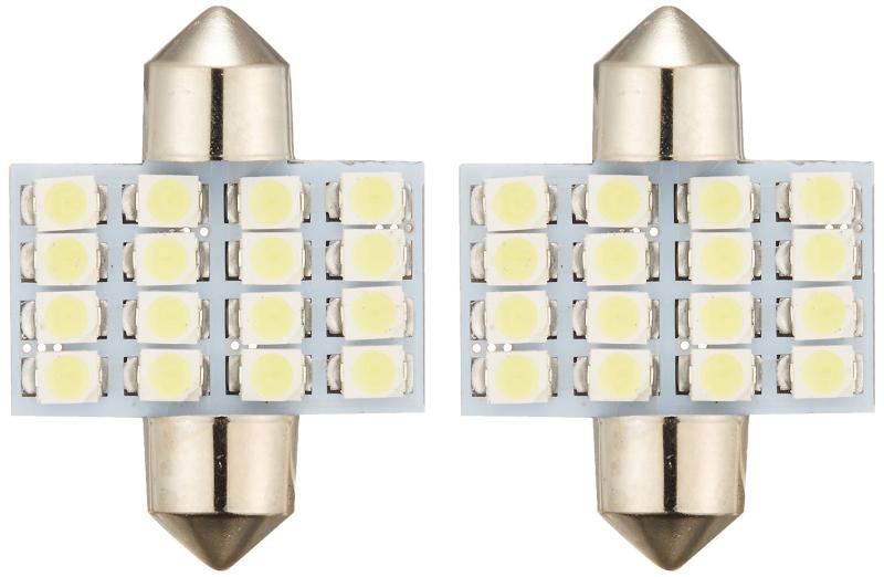 DIDA 16連 (4x4) 高輝度LED ルームランプ ホワイト 2ヶ T10×31mm