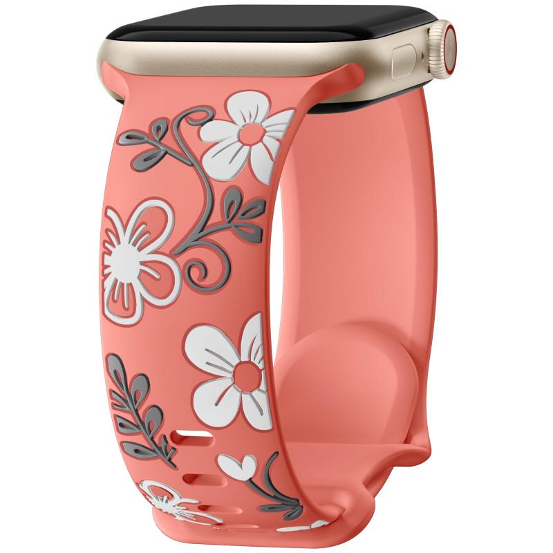 Rakuten - アップルウォッチ用 バンド シリコン ウゼンカズラ3色花柄入り エレガント 肌馴染み 42mm 44mm 45mm 46mm 49mm 40mm 41mm 38mm 対応Apple watch Ultra3/Ultra2/Ultra/11//10/9/8