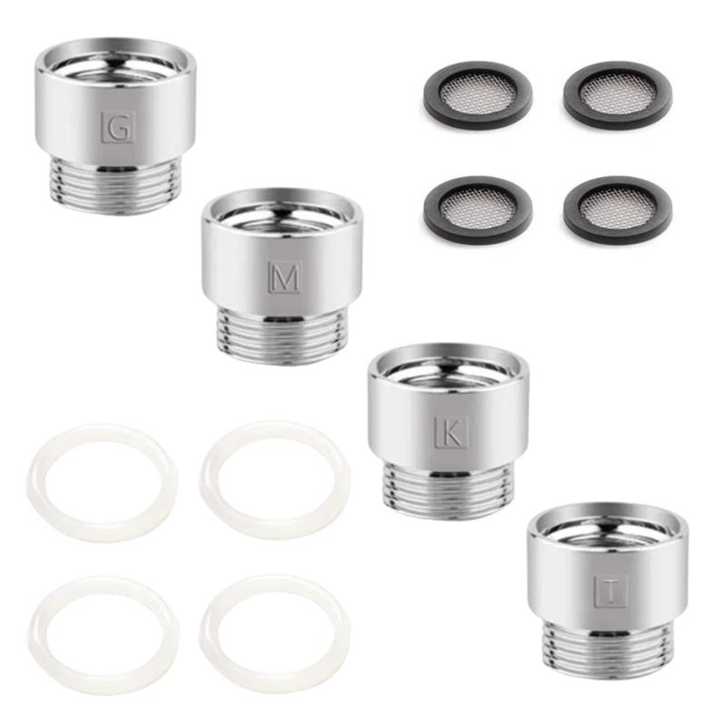 Rakuten - KALOLINNA シャワーヘッド アダプター アダプターセット 4個セット シャワーヘッド接続用アダプター 各社ホース用アダプター 水漏れを防 取付簡単 シャワーホース用 シャワーヘッド用 シルバ