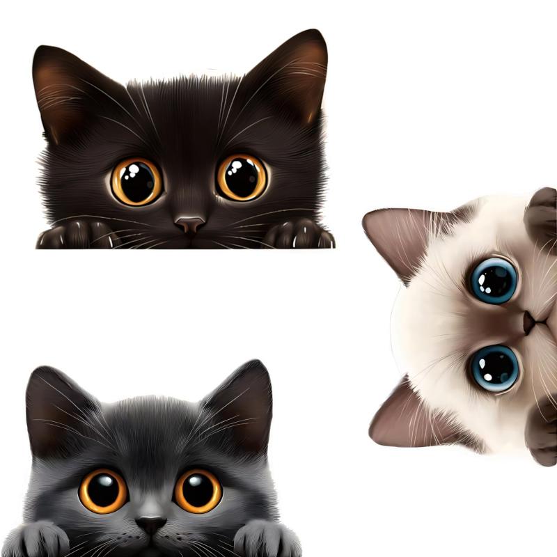 Rakuten - ZQX 車用 猫 ステッカー PVC素材 防水・耐候 猫シール かわいい・おもしろ バイク・ウォール対応 屋外使用に強い耐久素材